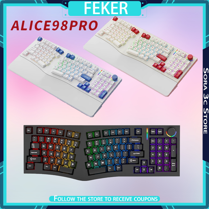 Gaming Keyboard Hot Swappable - FEKER Alice98pro Mechanical Keyboard Alien Ergonomic