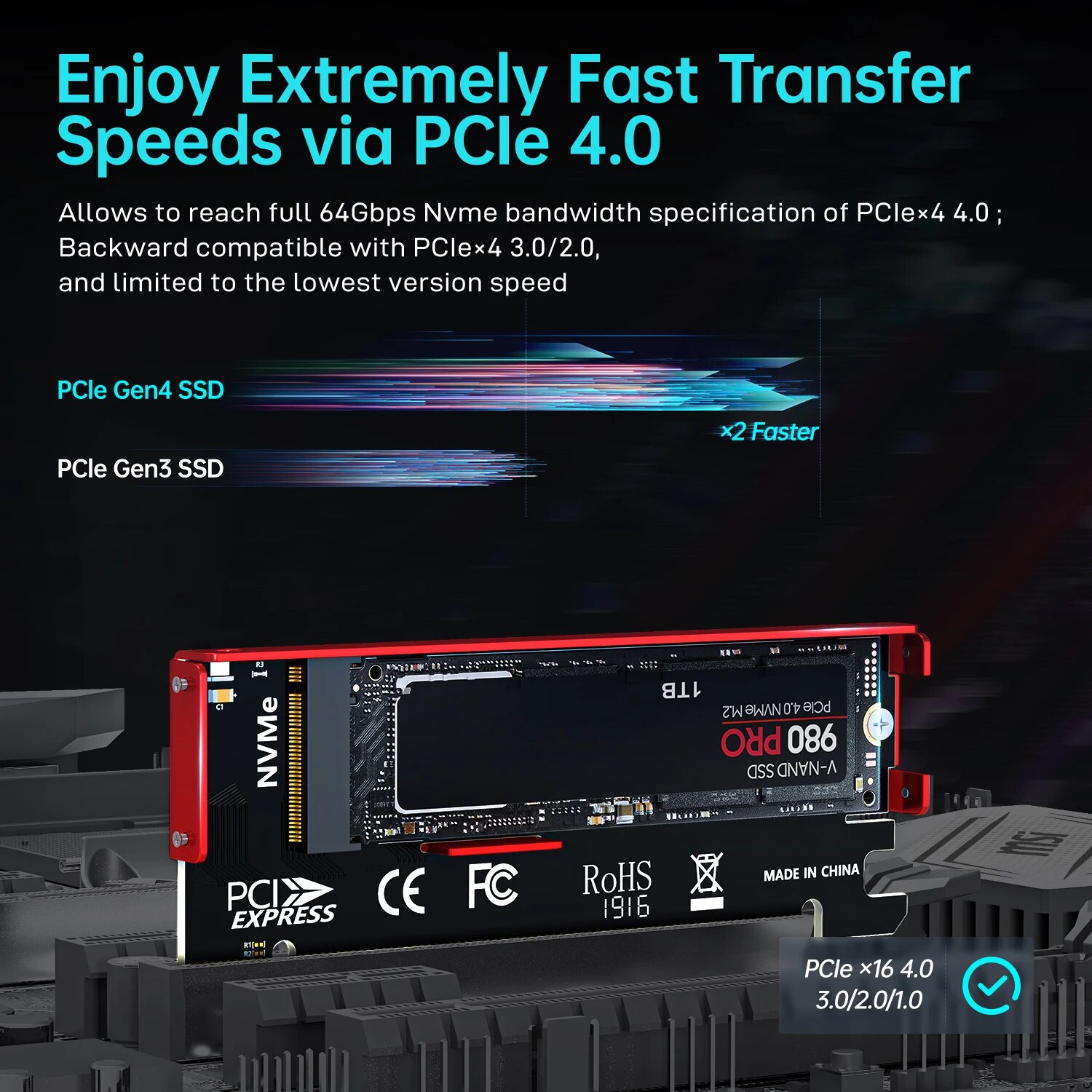 JEYI M.2 NVMe to PCIe 4.0 X16  - Samsung Ssd 980 Pro review and price