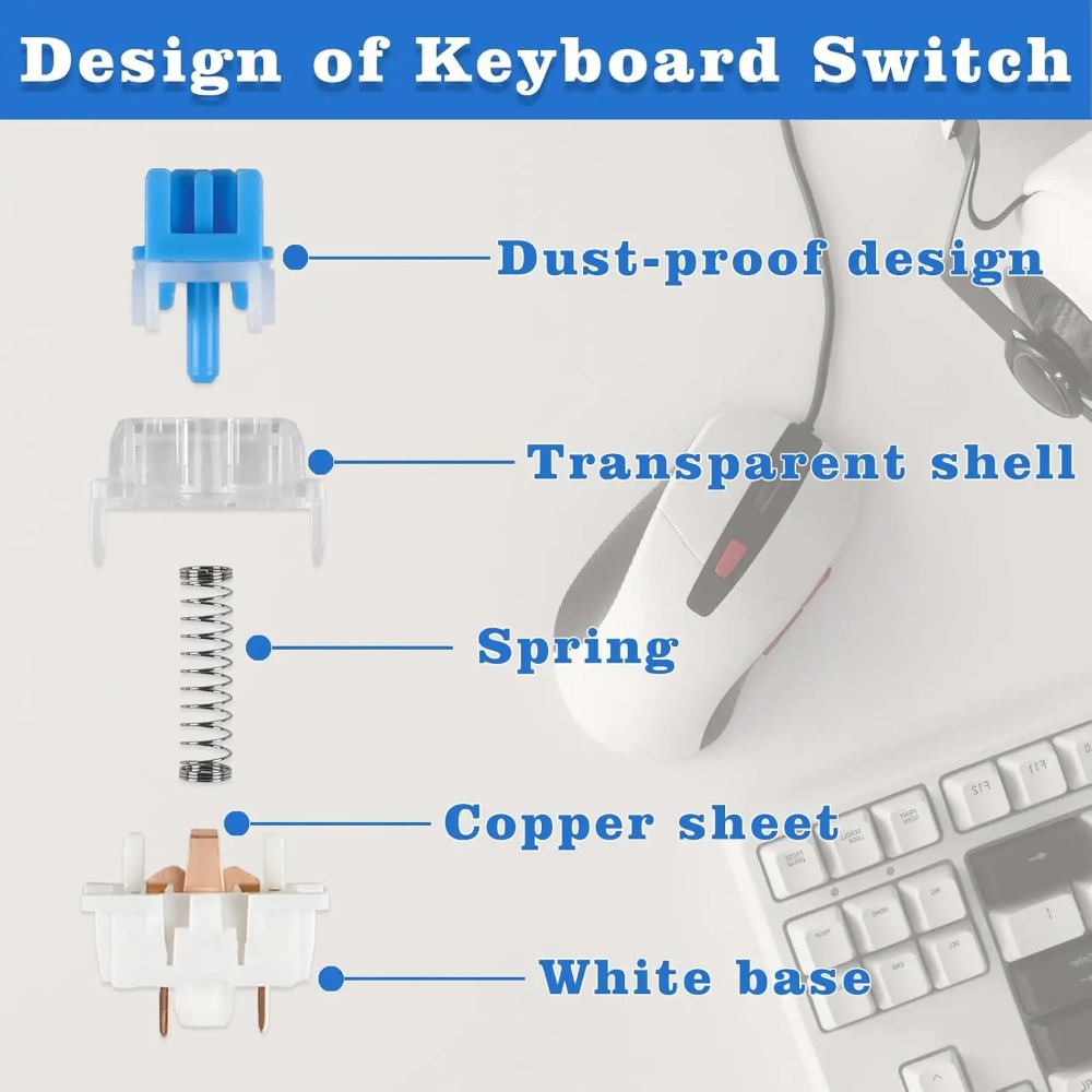 1-150Pcs 3 Pin DIY Mechanical  - Keyboard Gaming Blue Switch review and price