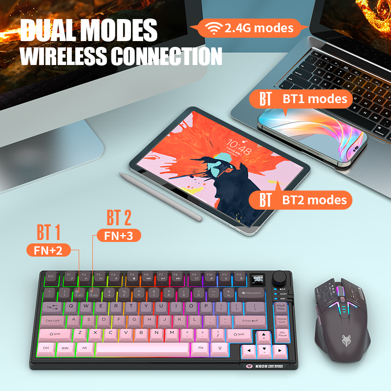 Dual-Mode 2.4G Bluetooth Wirel - Gaming Keyboard And Mouse Combo review and price