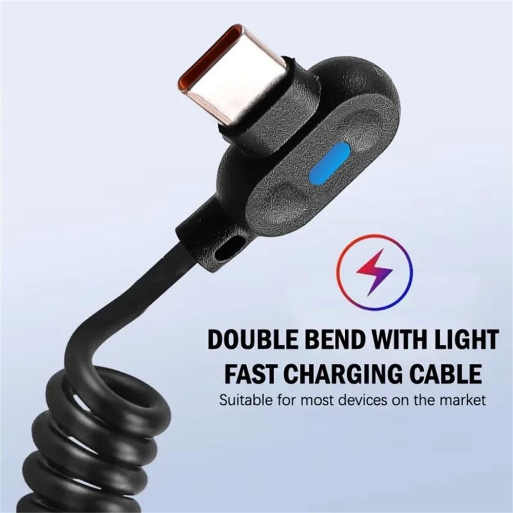 90° Angle Elbow USB Type-C Fas - Coiled Usb Cable review and price