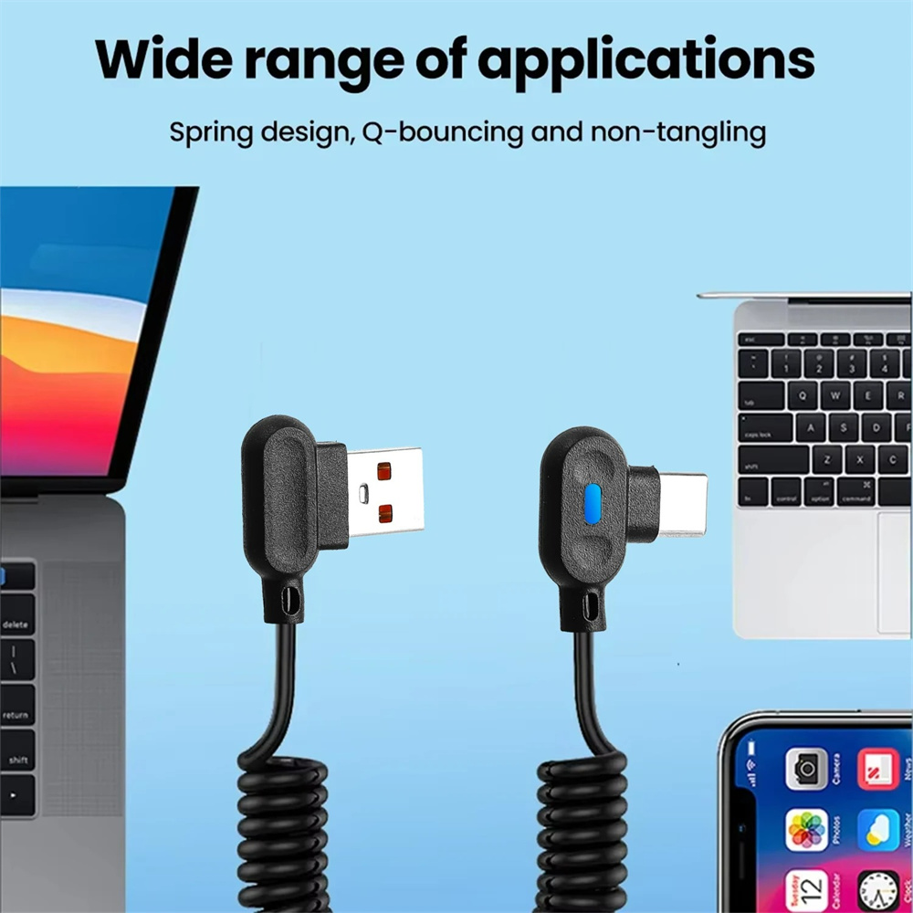 90° Angle Elbow USB Type-C Fas - Coiled Usb Cable review and price