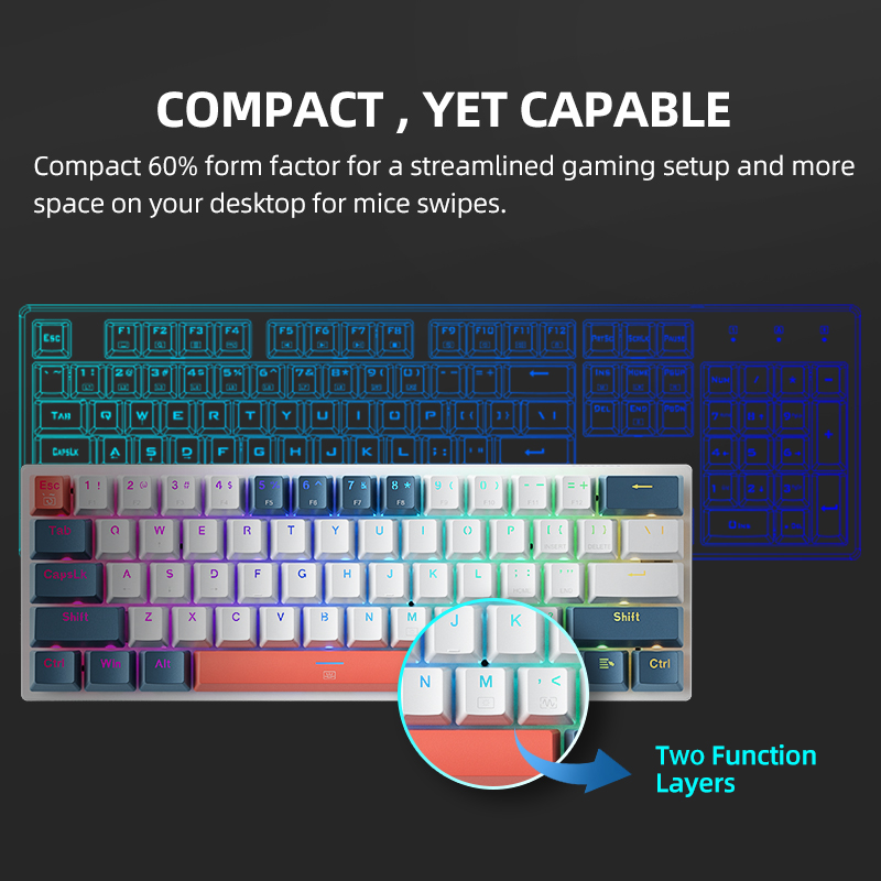 K500-B61 Machenike Mini Mechan - Gaming Keyboard Blue Switches review and price