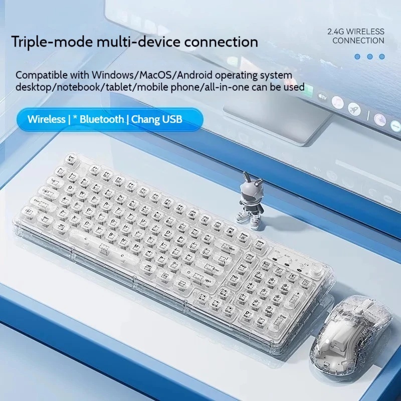 Transparent Ice Crystal Wirele - Keyboard Gaming Transparent review and price