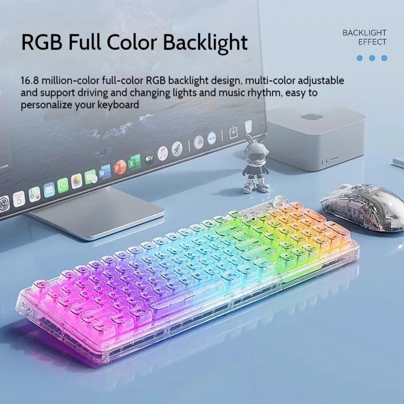 Transparent Ice Crystal Wirele - Keyboard Gaming Transparent review and price