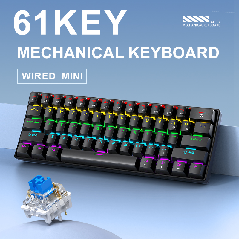 K61 Wired Mechanical Gaming Ke - Keyboard Gaming Blue Switch review and price